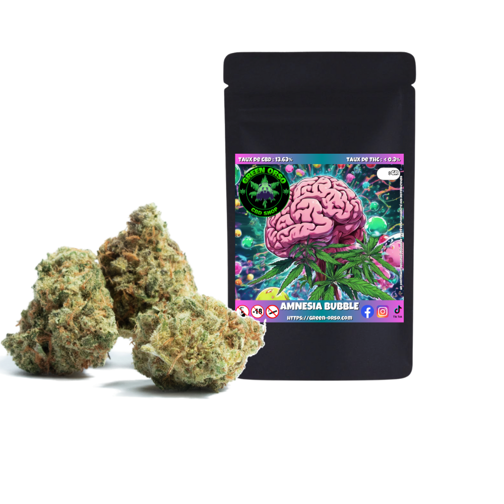 Amnesia Bubblegum CBD hydroponie — trichomes bonbon Green Orso
