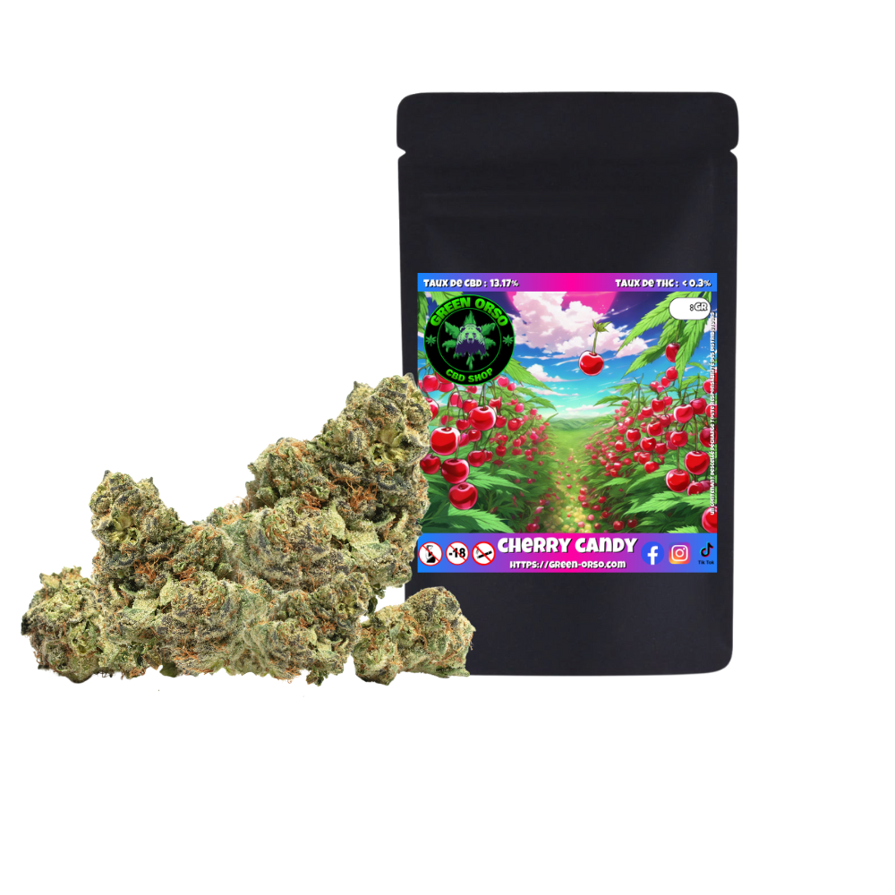 Cherry Candy CBD hydroponie — trichomes cerise Green Orso