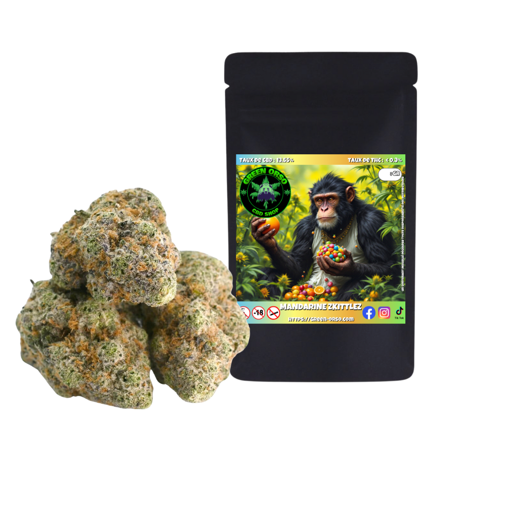 Mandarine Zkittlez CBD hydroponie — trichomes agrumes Green Orso